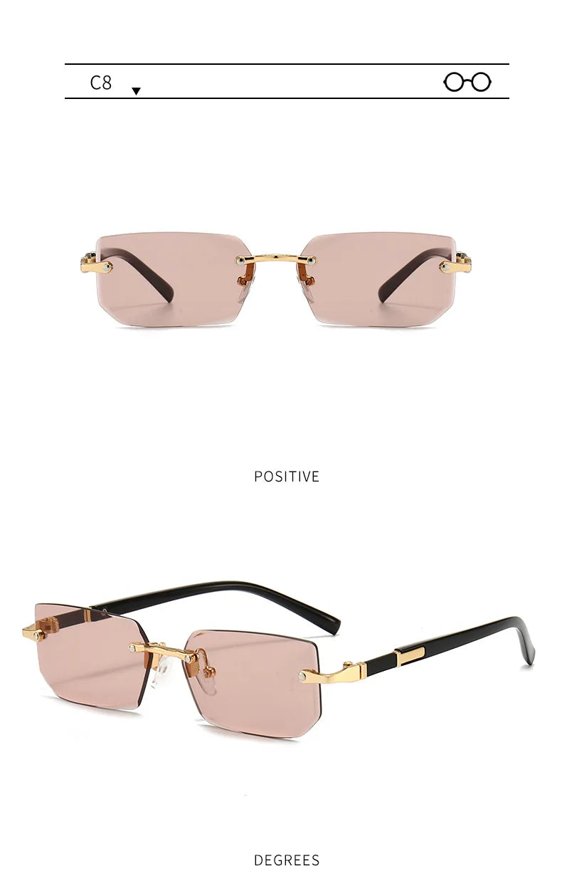 Rimless Sunglasses Rectangle Women