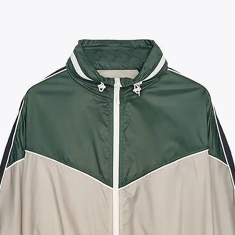 Women’s Color Blocked Short Style Stand up Collar Long Sleeve Pants Set