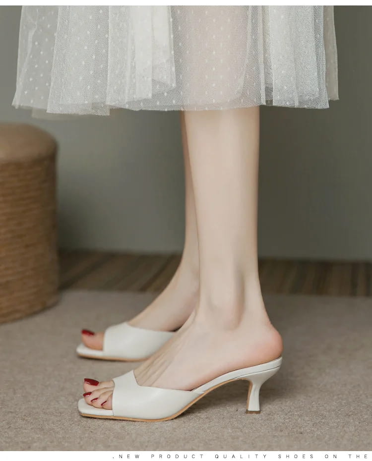 Genuine Leather French Slim Heel Slippers for Women’s