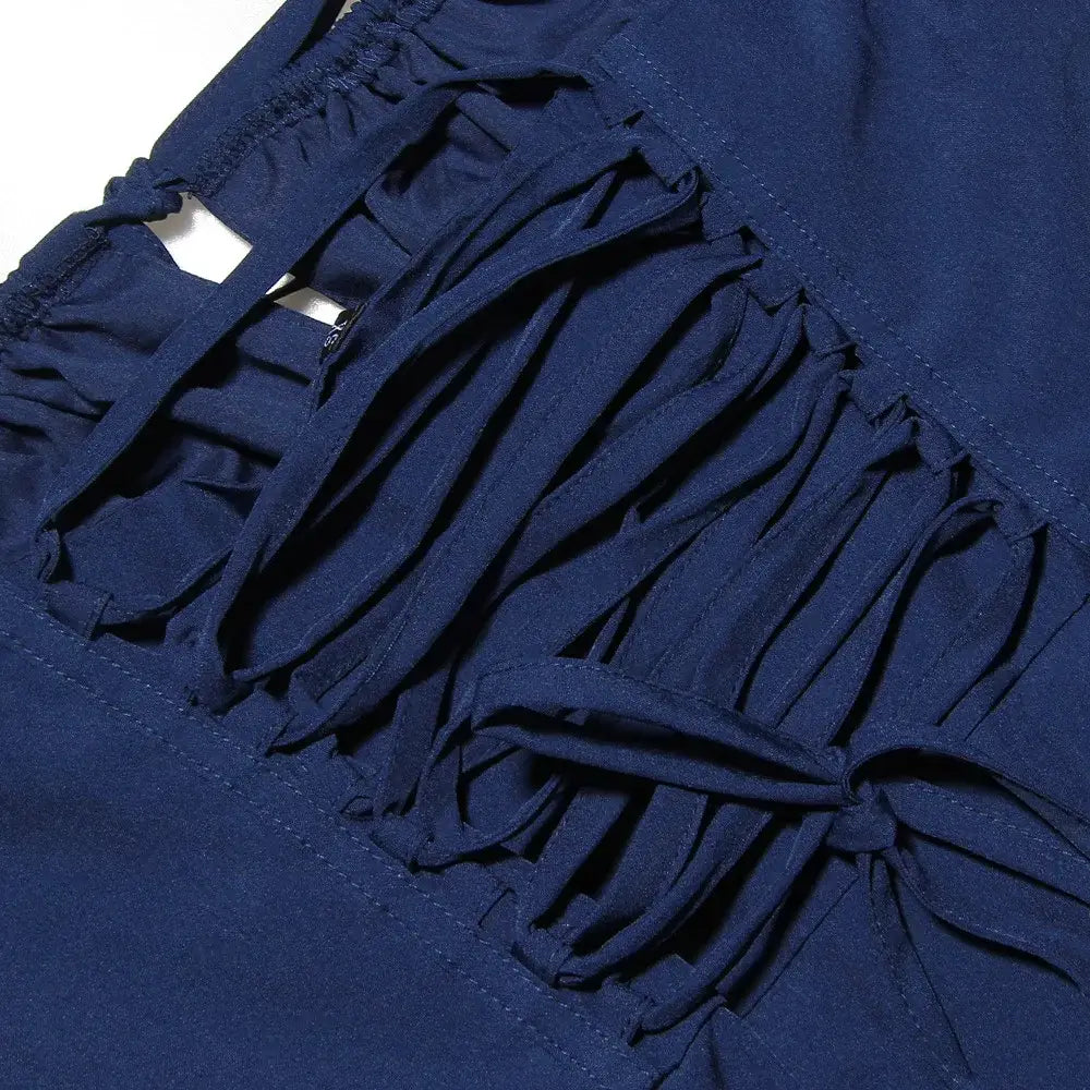 Summer Spaghetti Strap Midi Dress Elegant Long Lace Up