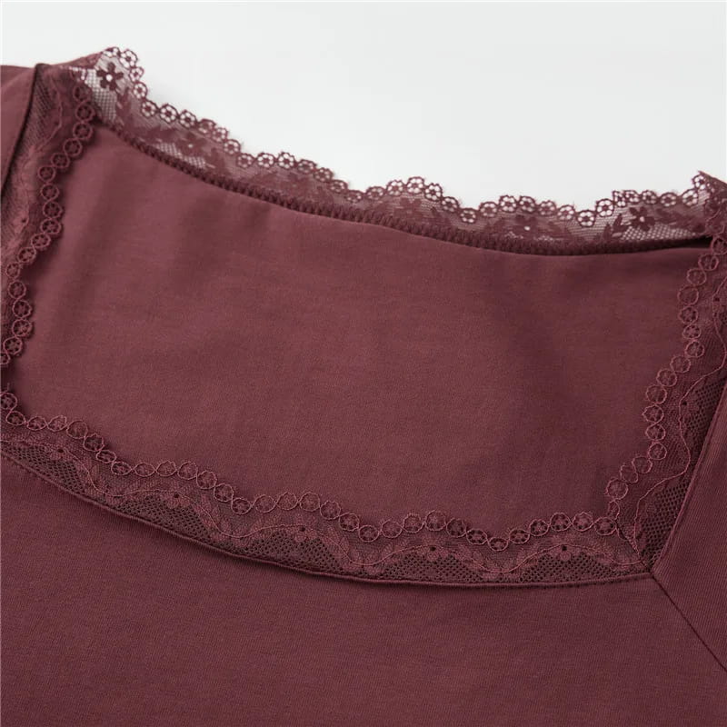 Women’s Spring Lace Trim Tee Shirt Blouses