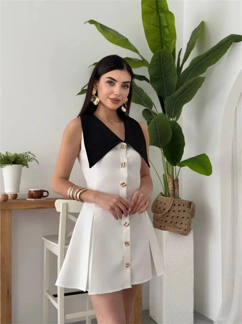 Sleeveless Contrast Mini Dress Women