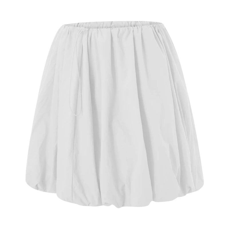 Vintage Loose Fitting Elastic Waist Short Skirt