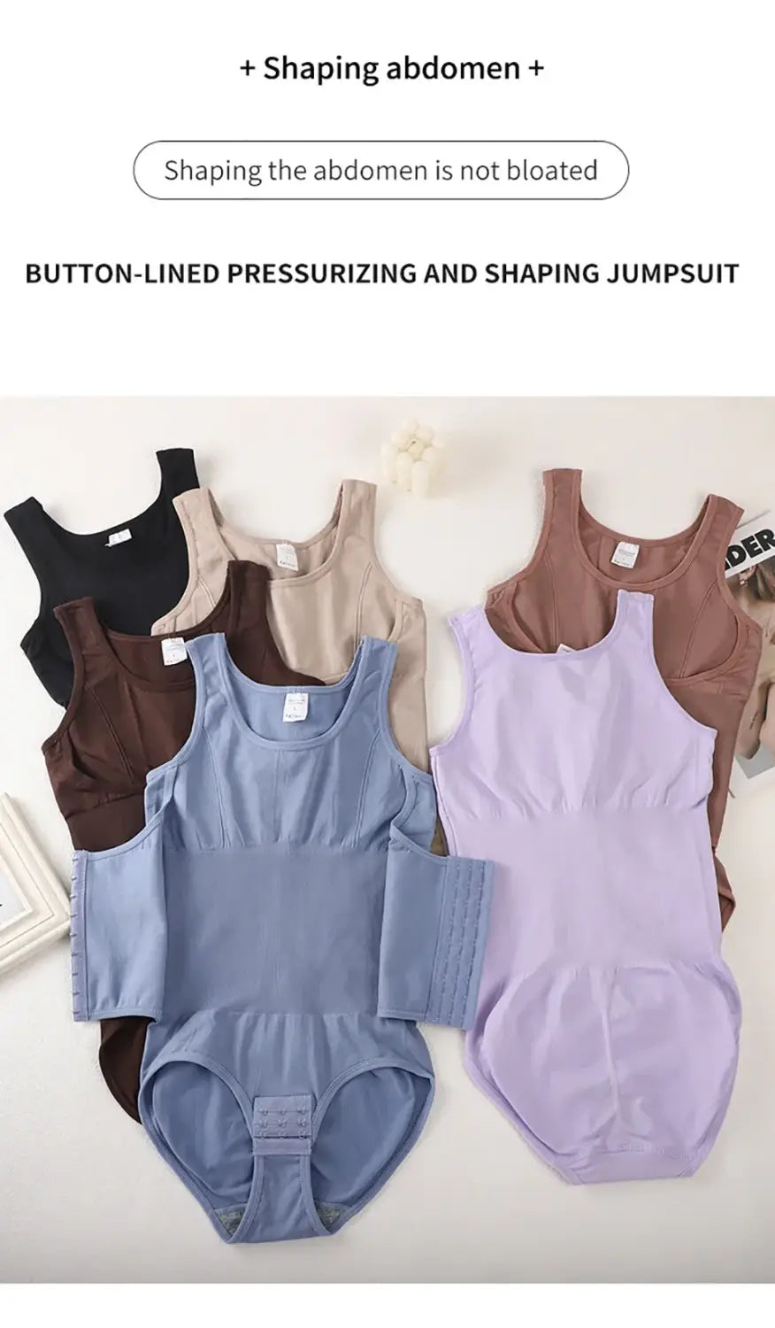 Bodysuit Shapewear With Zipper Belt Women Tummy Control