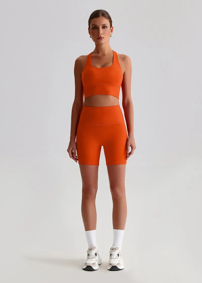 Women’s Seamless Yoga Set - Quick-Dry Naked Feel Backless Bra Booty-Lifting Shorts