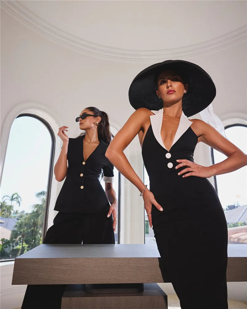 Halter Backless Maxi Dress For Women