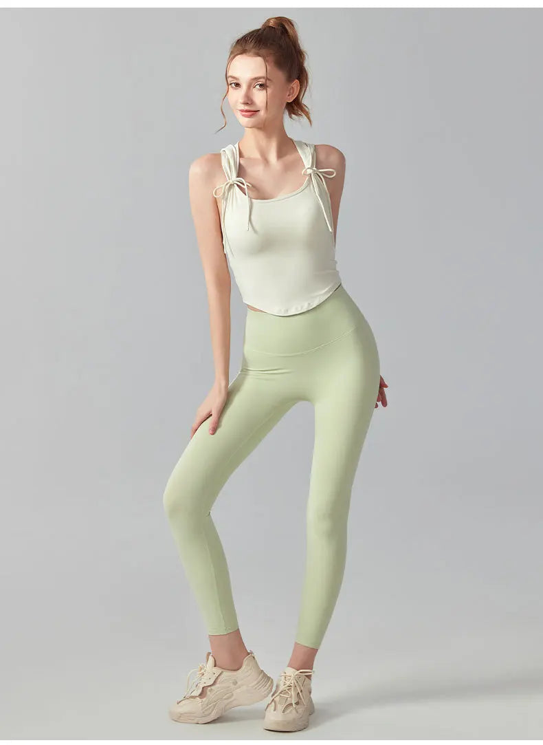 Women Yoga Bow Tie Hooded Vest Skin-friendly Soft Breathable Tank Top