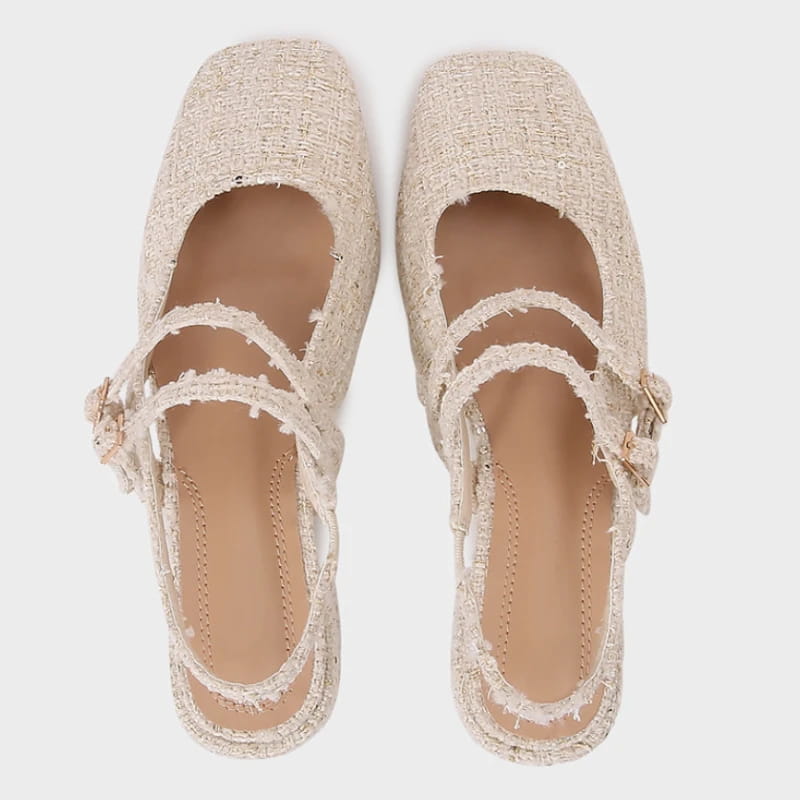 Women Shoes Buckle Strap Light Fabric Low Heels