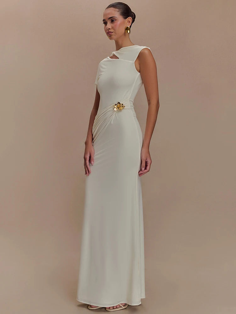 Hollow Out Gold Clasp Maxi Dress For Women - Norellé