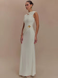Hollow Out Gold Clasp Maxi Dress For Women - Norellé