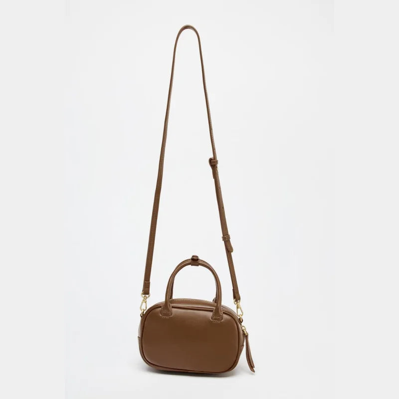 Mini Topstitched Bag Wide Strap Crossbody Bag