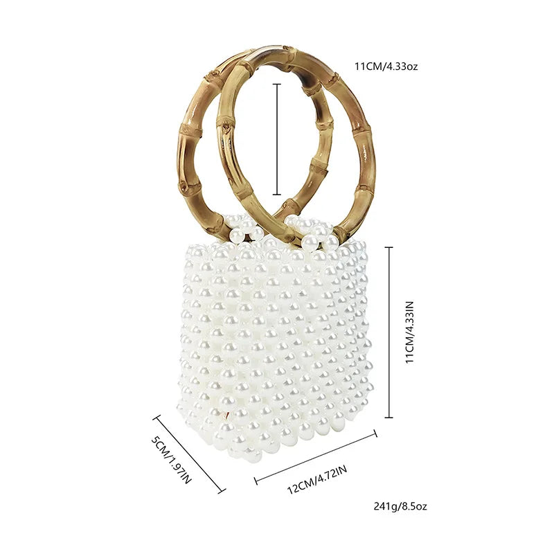 Round Bamboo Handle Handbag and Purse
