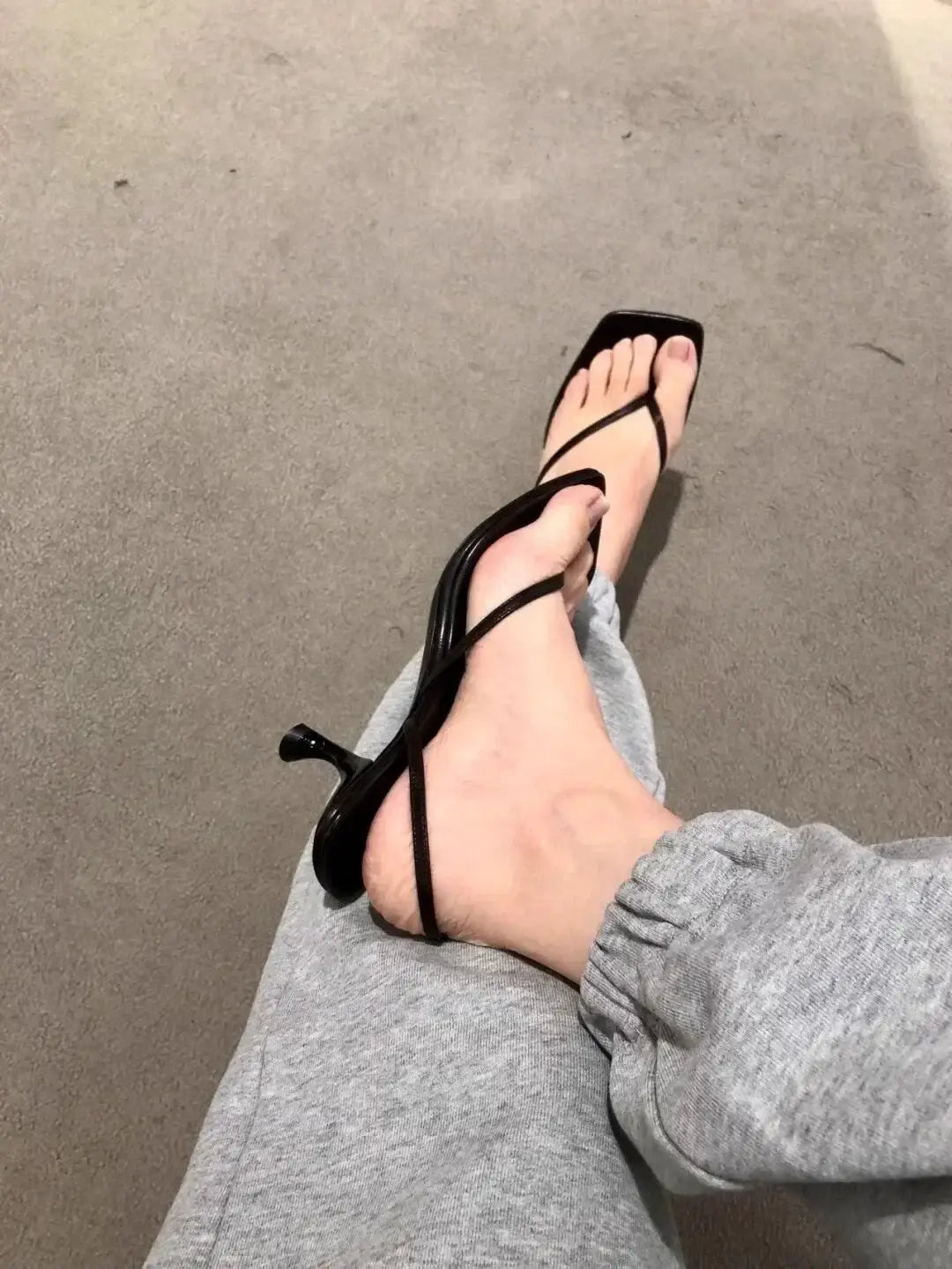 Retro Square Toe Clip Sandals