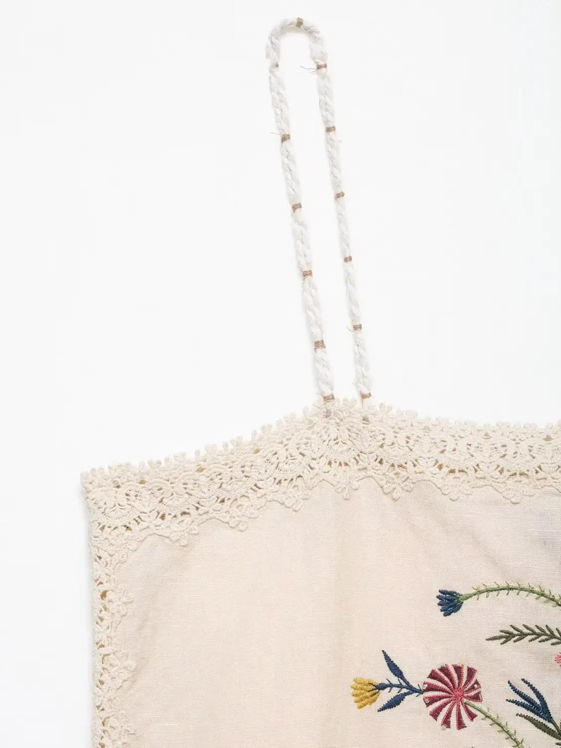 Women’s Casual Retro Flower Embroidered Lace Camisole Top with Versatile Mid-waist Shorts