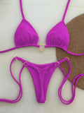 New Solid Color White Bikini Women suit Low Waist Lace-up Fashionable - Norellé