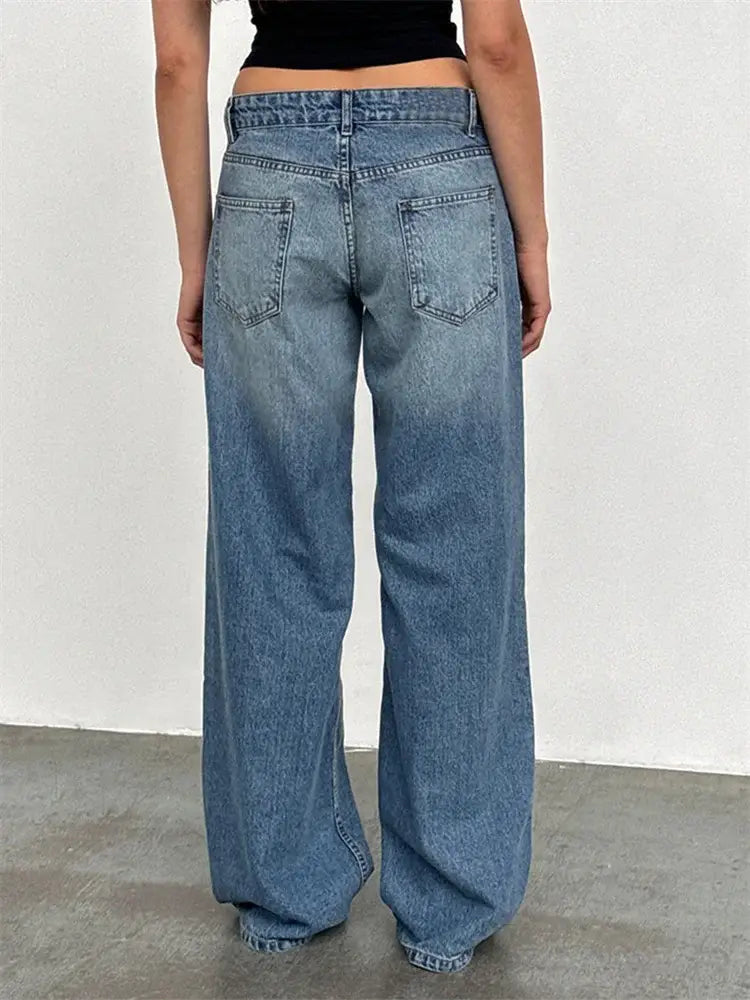 Women Wide Leg Boyfriend Jeans