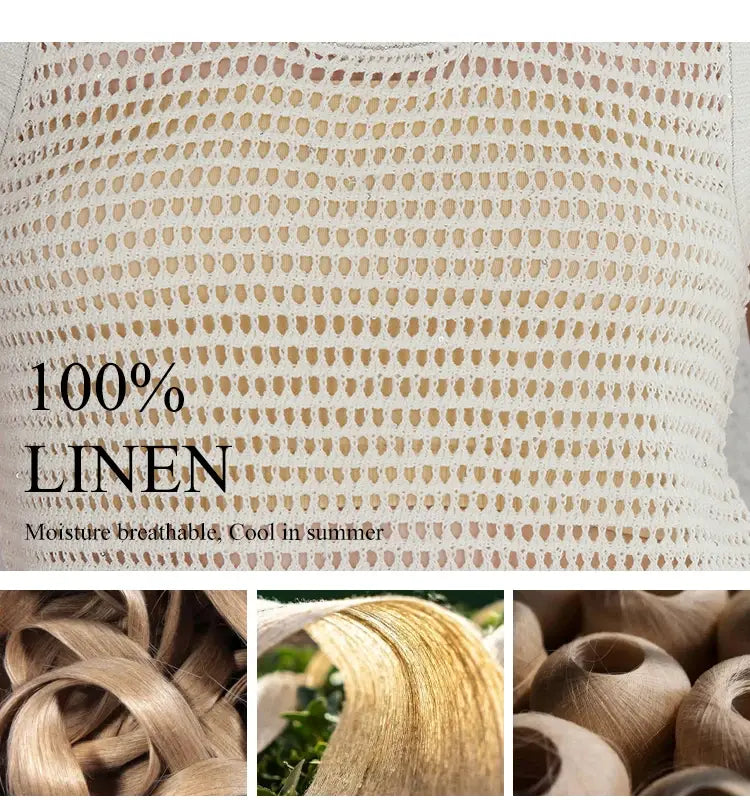 Hollow Linen Knitted Tank Top