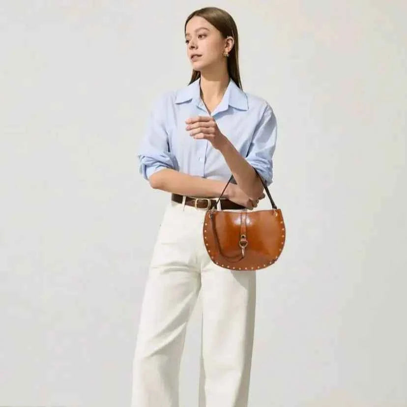 Women's Studded Crescent Saddle Bag