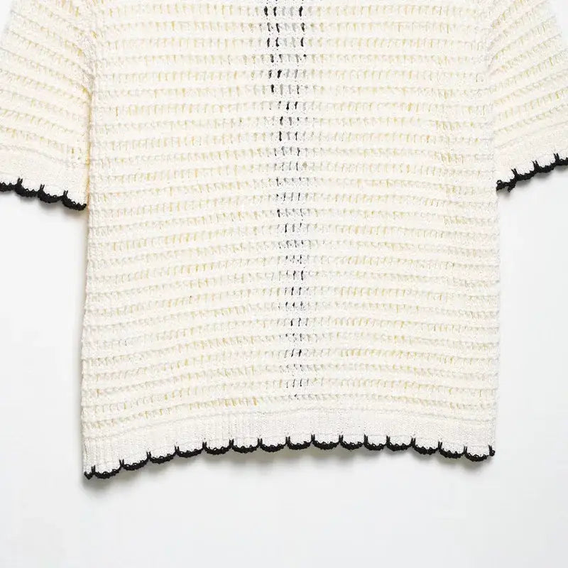 Women Beige Bow Lace Up Knitted Sweater