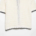 Women Beige Bow Lace Up Knitted Sweater