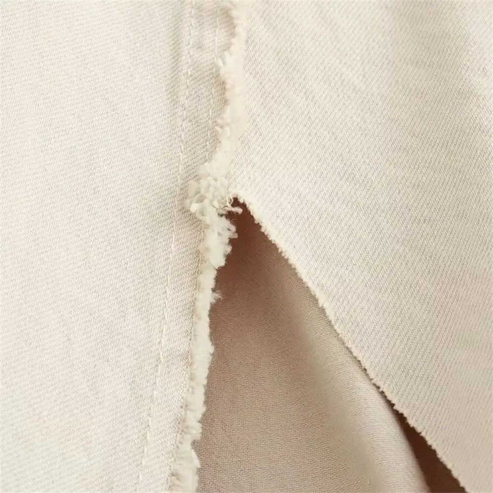 Women’s Temperament Asymmetric Ragged Edge Tight Top High Waist Solid Color Skirt Set