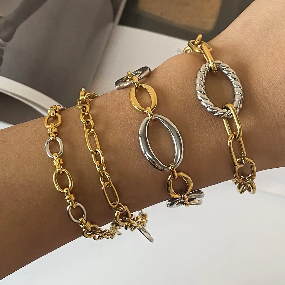 Stainless Steel Splicing Cross Buckle Bracelet