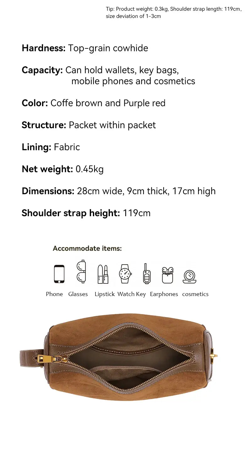 Women’s Suede Genuine Leather Crossbody Bag