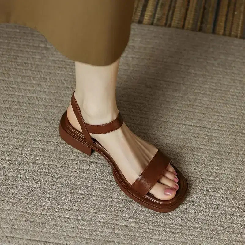 Flat Leather Sandals For Woman