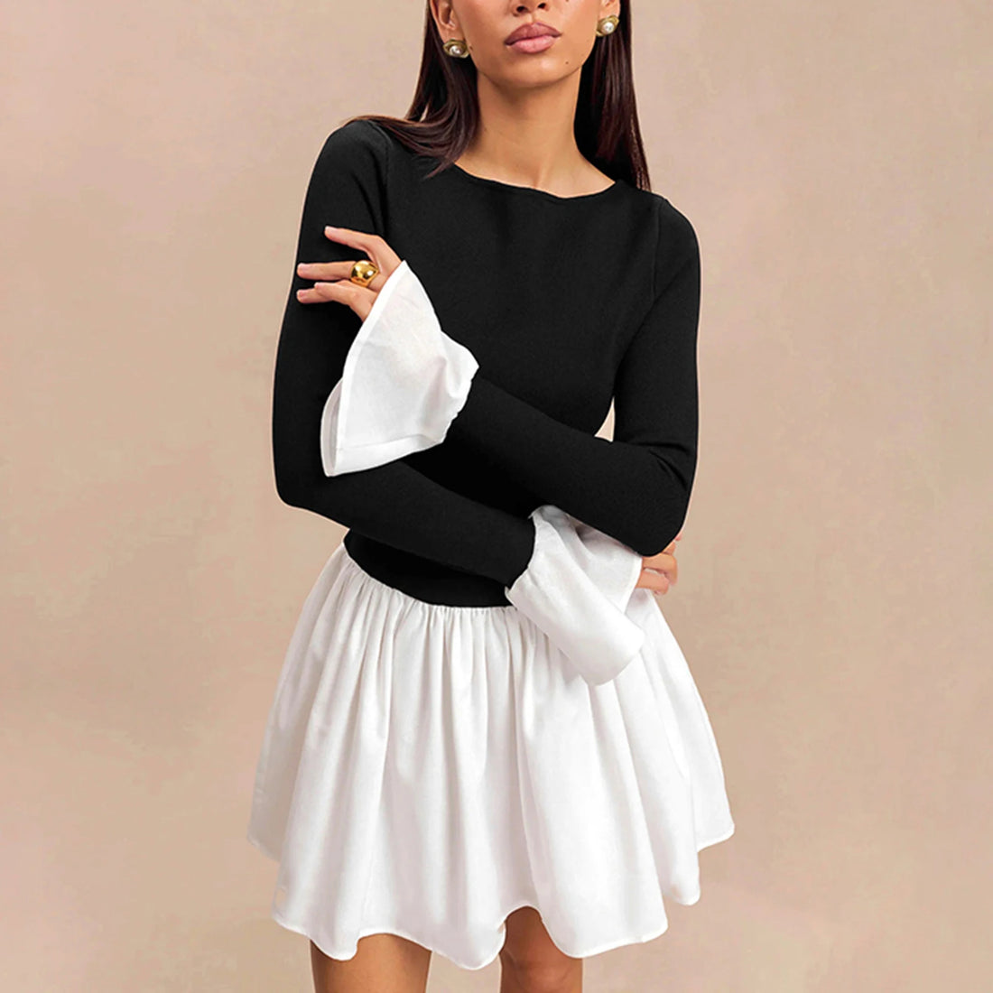 Patchwork Mini Dress For Women