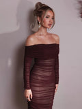 Off-shoulder Long Sleeve Maxi Dress For Women - Norellé