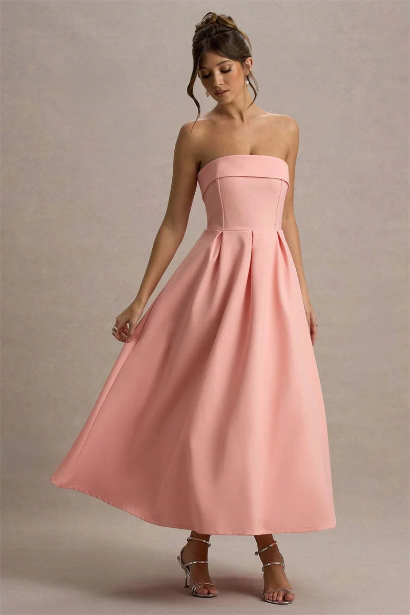Off-shoulder Strapless Midi Dress Women