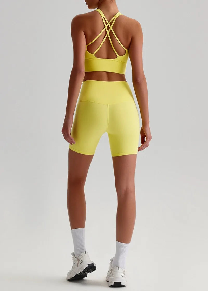 Women’s Seamless Yoga Set - Quick-Dry Naked Feel Backless Bra Booty-Lifting Shorts