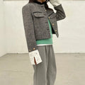 Metal Button Stand Collar Jackets for Women - Norellé