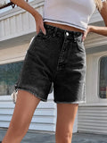 Blue Women's Denim Shorts Summer High Waist Casual Chic - Norellé