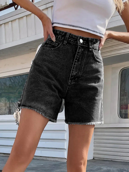 Blue Women's Denim Shorts Summer High Waist Casual Chic - Norellé