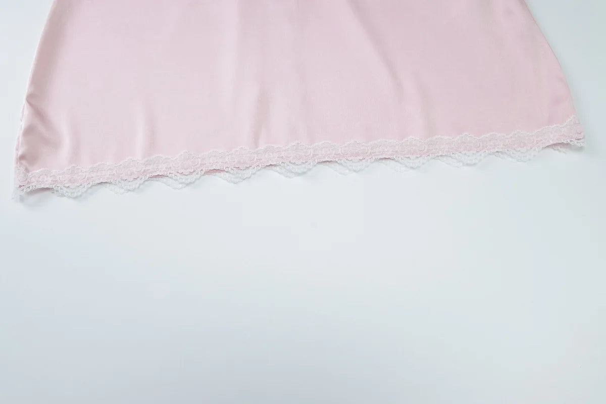 Lace Halter Mini Dress For Women V neck Sleeveless Elegant Splice Up