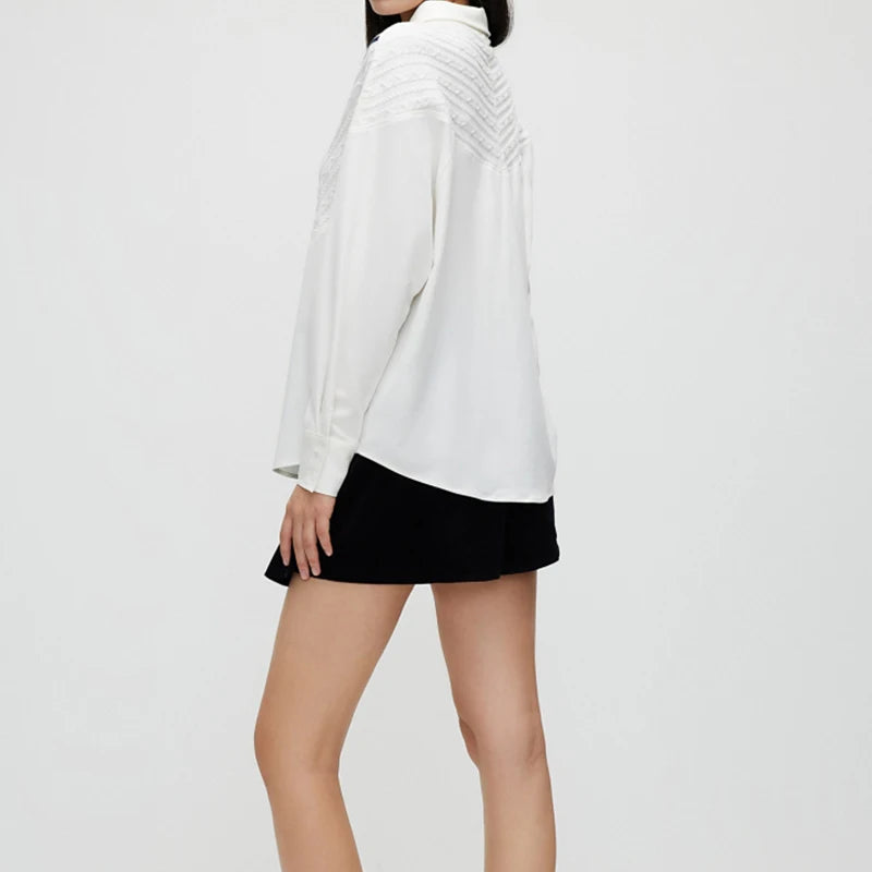 Women's Blouse Knitted Patchwork Striped Blouse Casual Fashion - Norellé