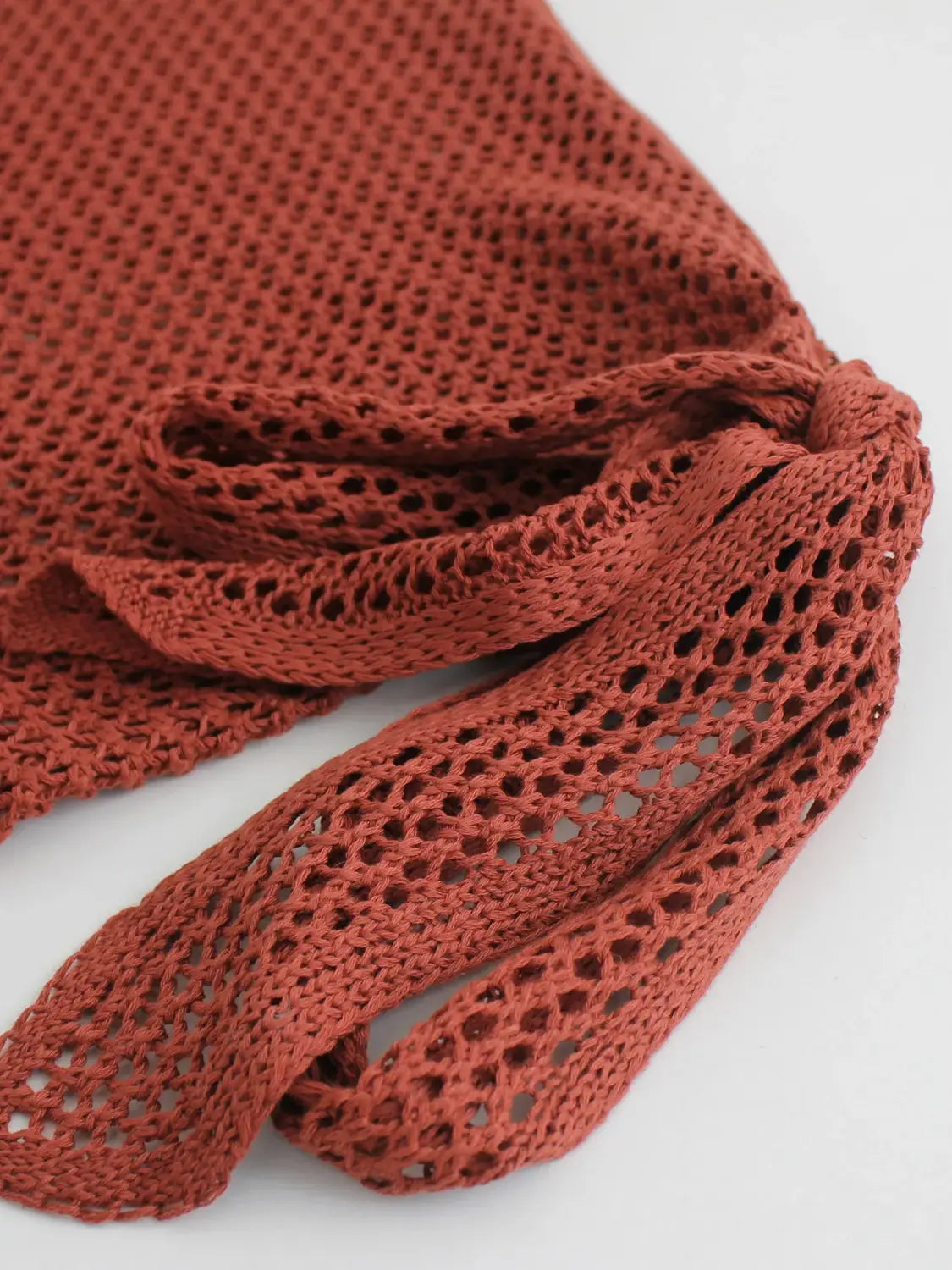 Women’s Knitted Short Skirt with Hollow Straps and Slit Beach Cover Up