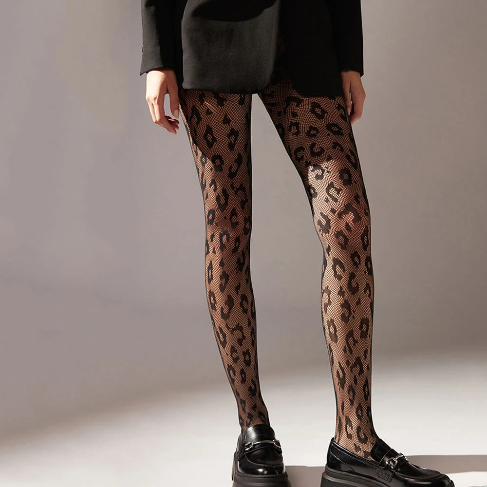 Purple Leopard Pantyhose for Women