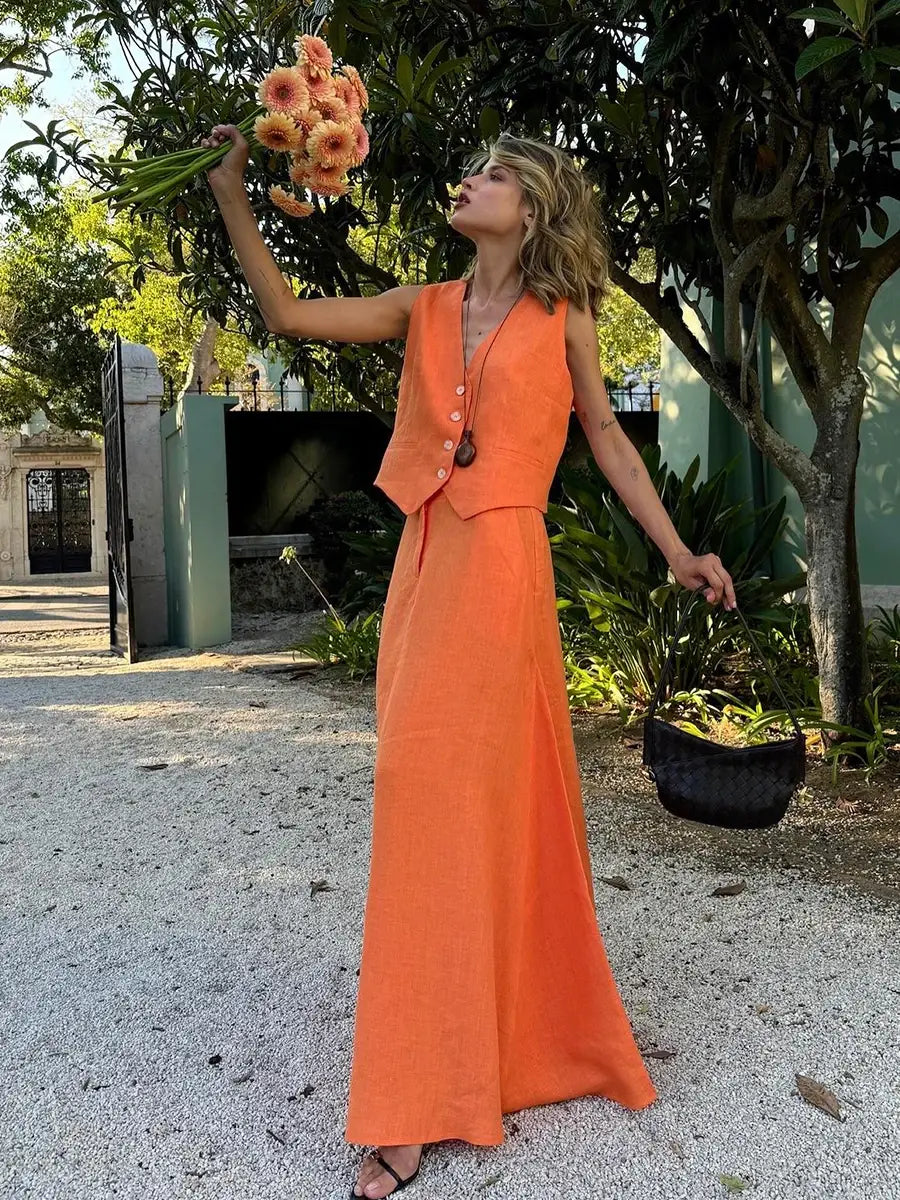 Womem’s Chic Vest Skirt Suit 2-Piece Set