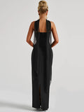 Scarf Collar Strapless Maxi Dress For Women - Norellé