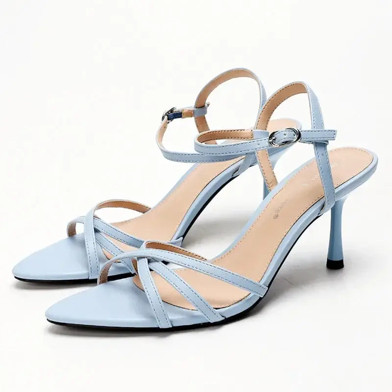 Fashion Square Toe Ankle Strap Buckle Slide Sandals
