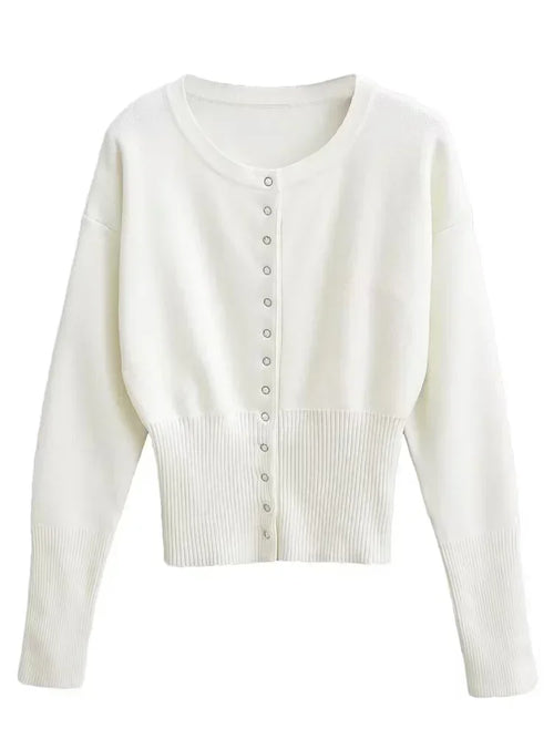 Autumn Fashion Knitwear Cardigan Top Women's Ribbed Patchwork - Norellé