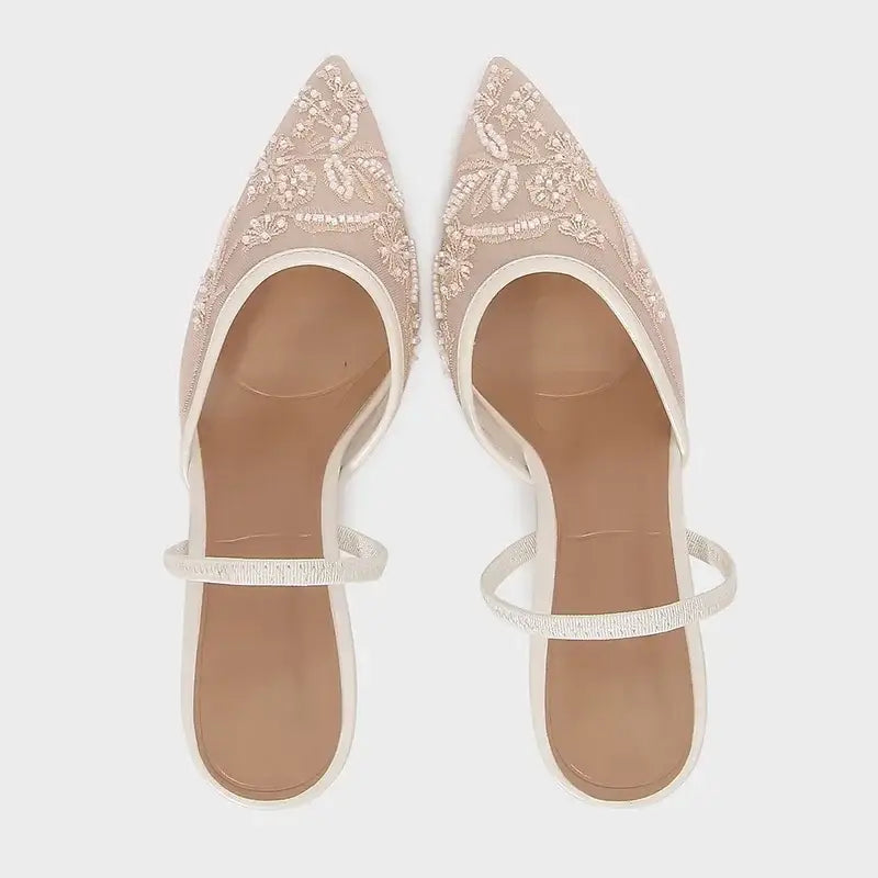 Women White Shoes Back Strap High Heels