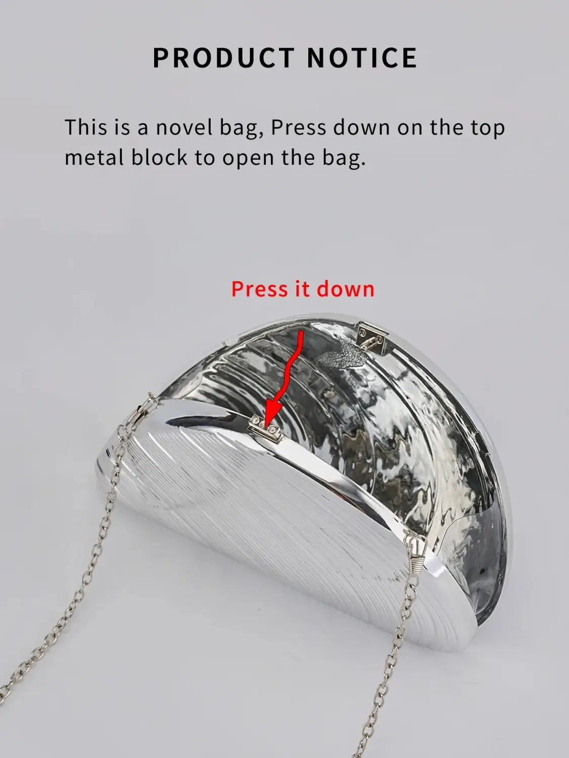 Retro Golden Silver Metal Large Shell Acrylic Bag