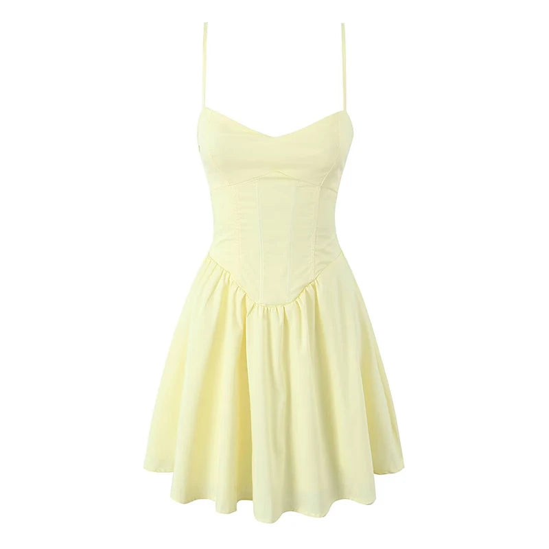 Elegant Women Fishbone Waist Shaping Sling Mini Dress - Norellé