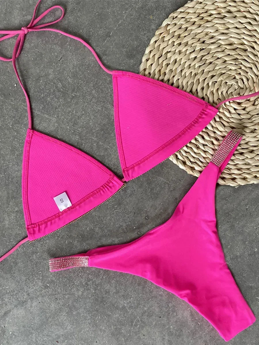 Halter Jewelled Sequins Diamond Bikini Women Swimsuit - Norellé