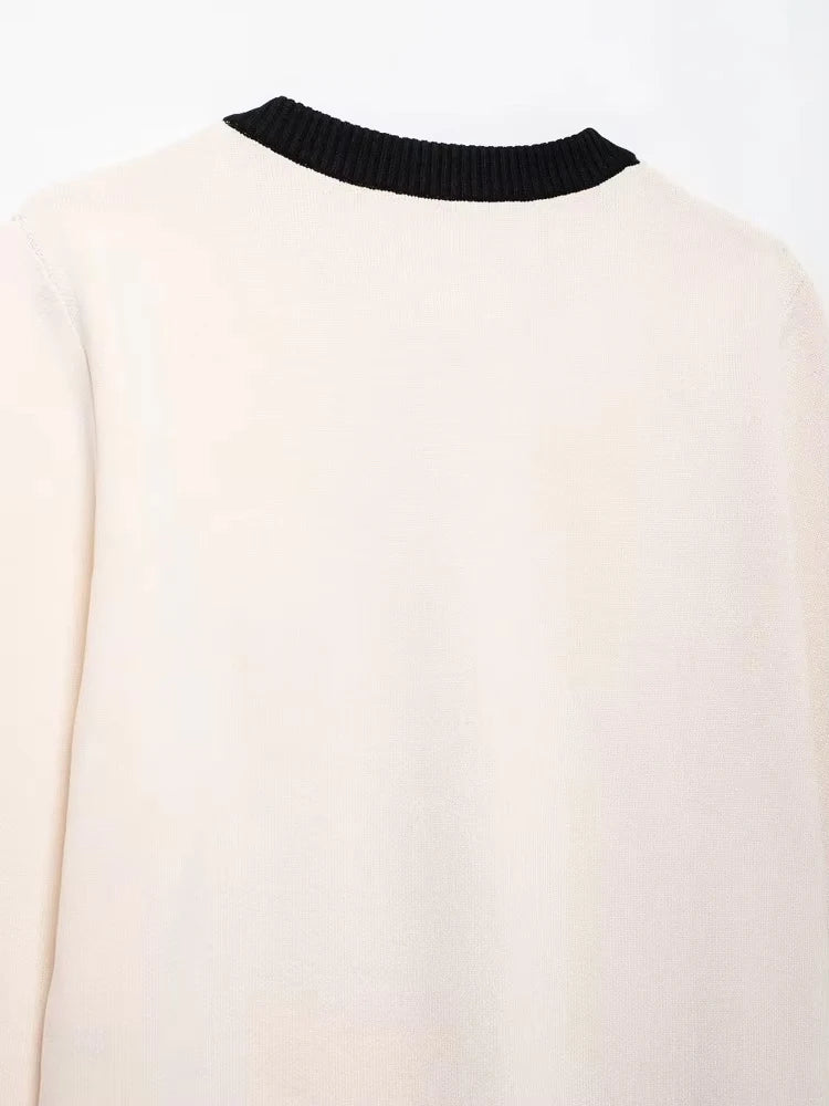 Women's Knitted Cardigan Sweater with Golden Buttons, O-Neck, - Norellé