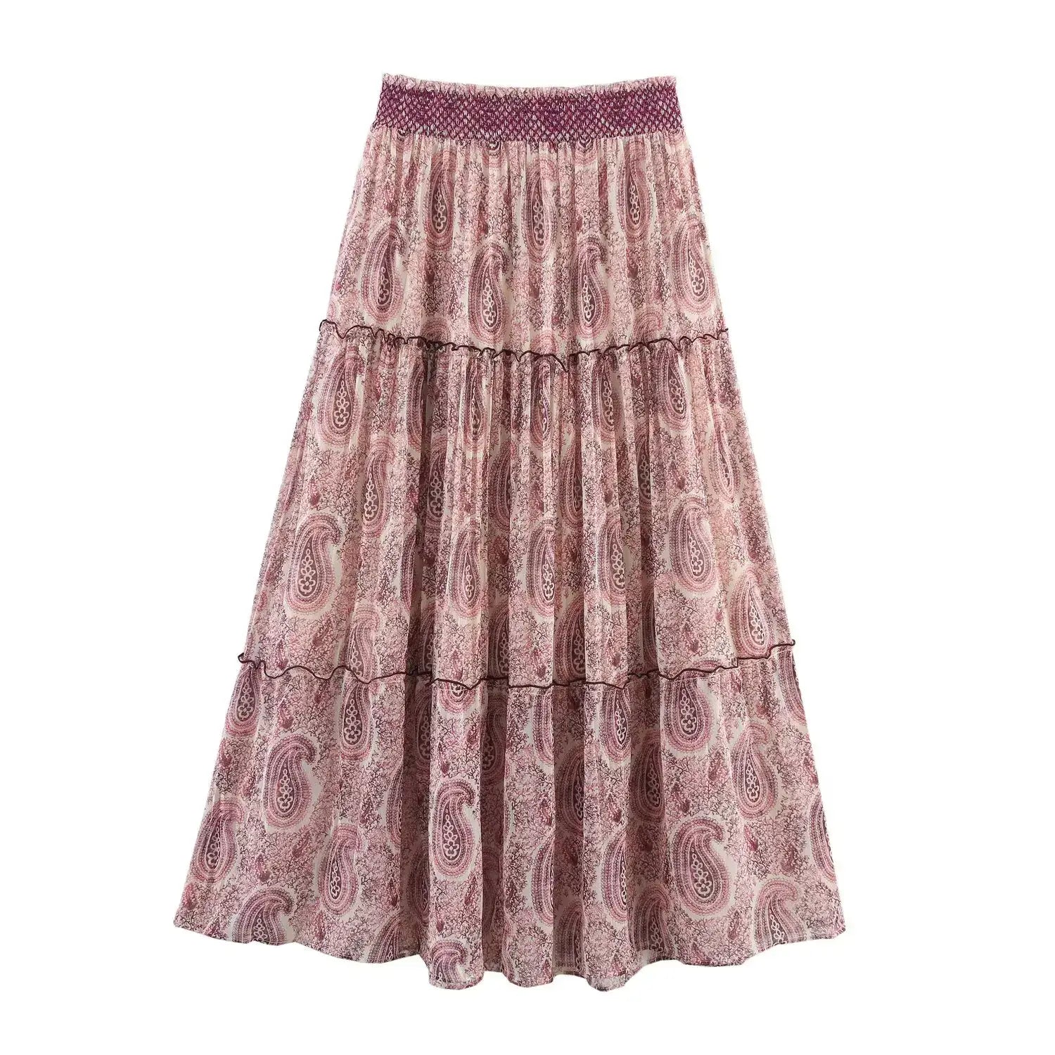 Women’s Half Skirt Retro Printed Elastic High Waist
