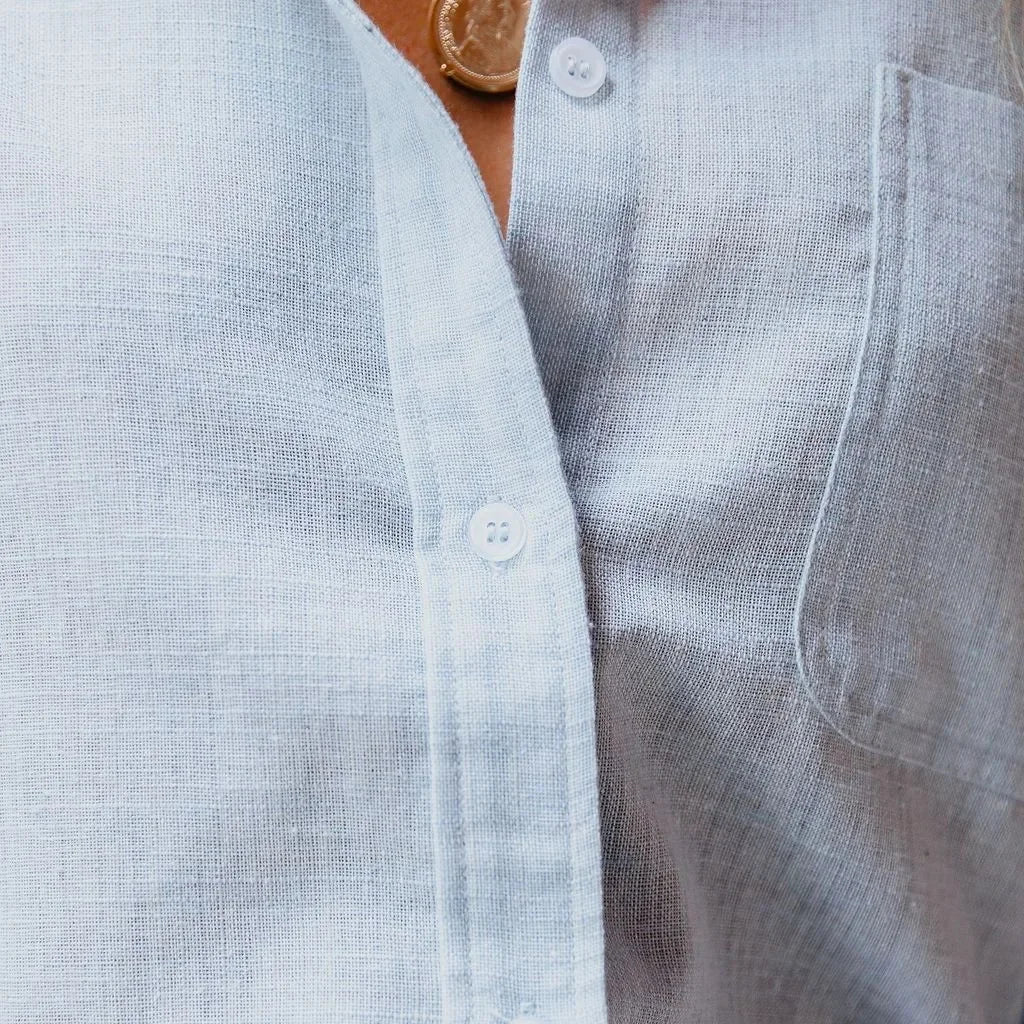 Women Casual Lapel Cotton Linen Loose Shirt Vintage Blouse - Norellé